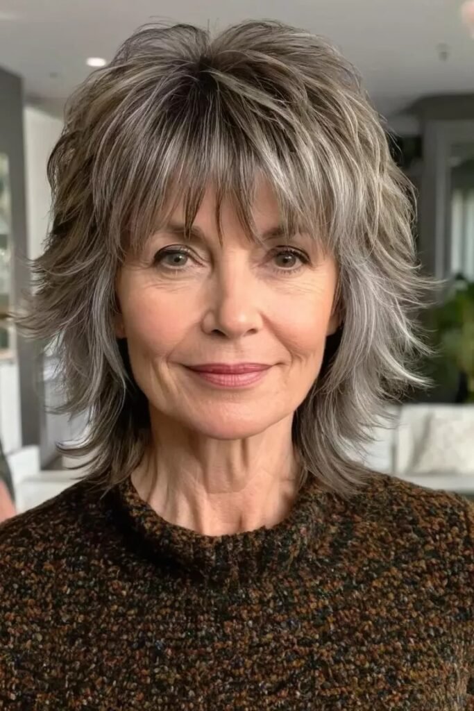 Textured Shag with Soft Curtain Bangs