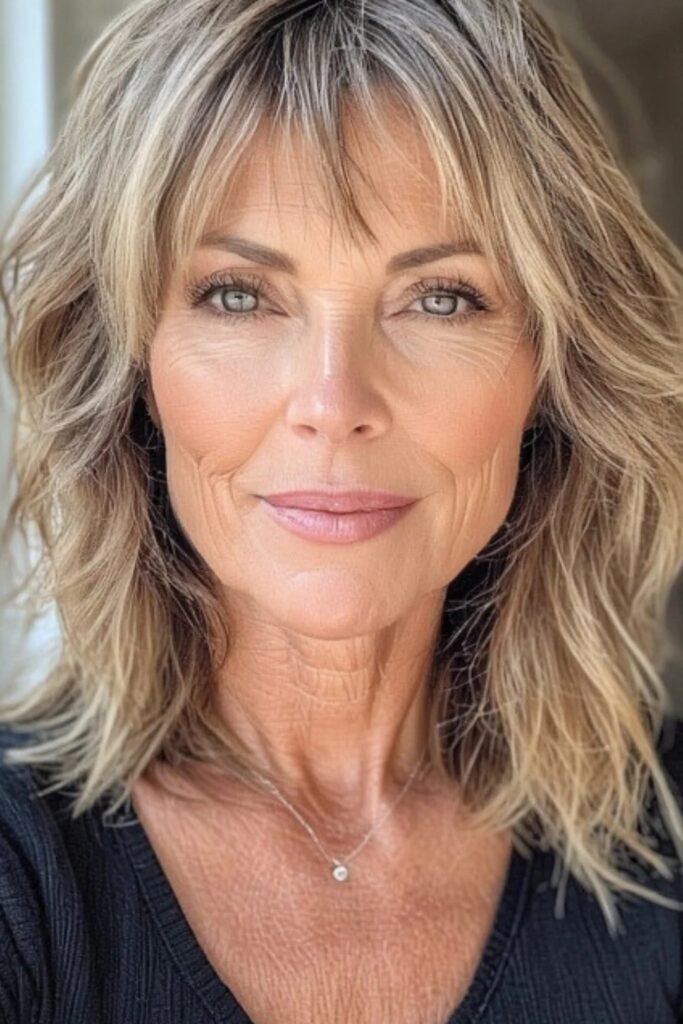 Textured Shaggy Cut with Wispy Bangs