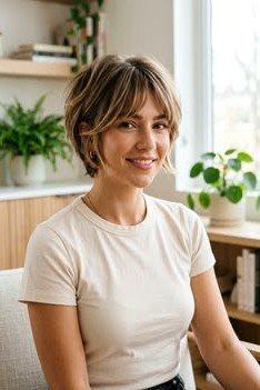 Textured Short Bob with Wispy Bangs