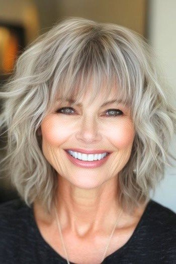 Textured Shoulder-Length Bob with Soft Waves