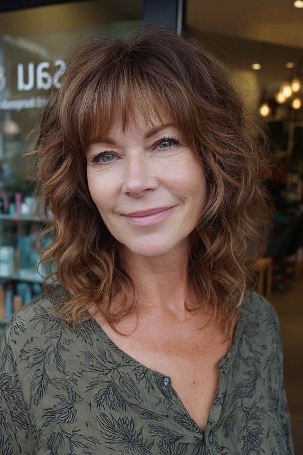 Textured Shoulder-Length Cut with Soft Fringe