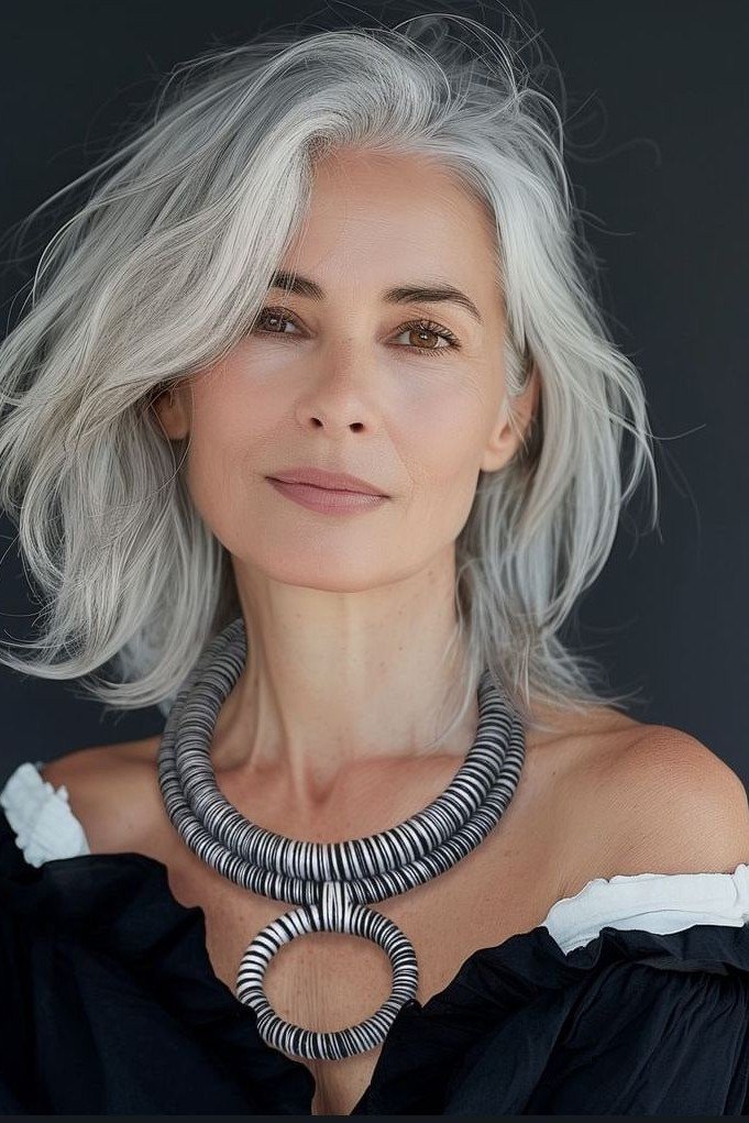 Textured Shoulder-Length Cut with Soft Side-Swept Volume