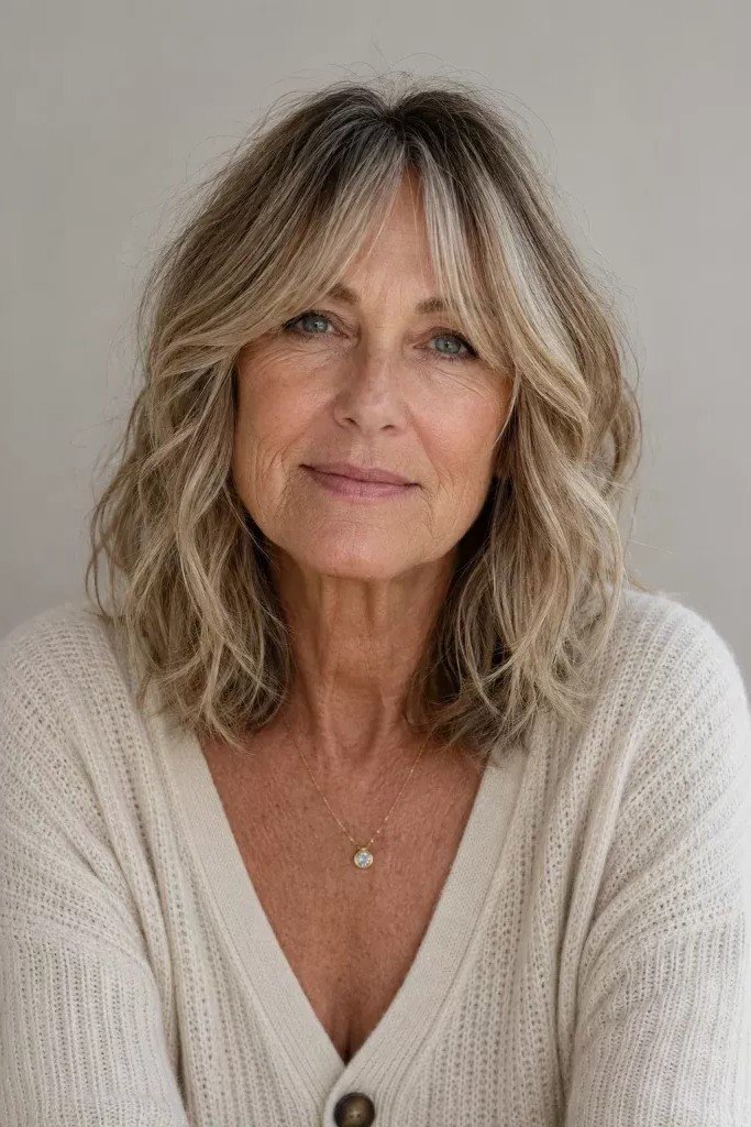 Textured Shoulder-Length Wavy Hair