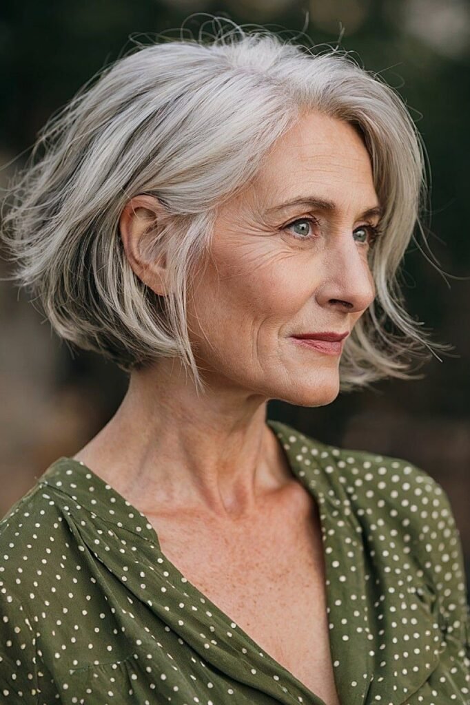 Textured Silver Layered Bob