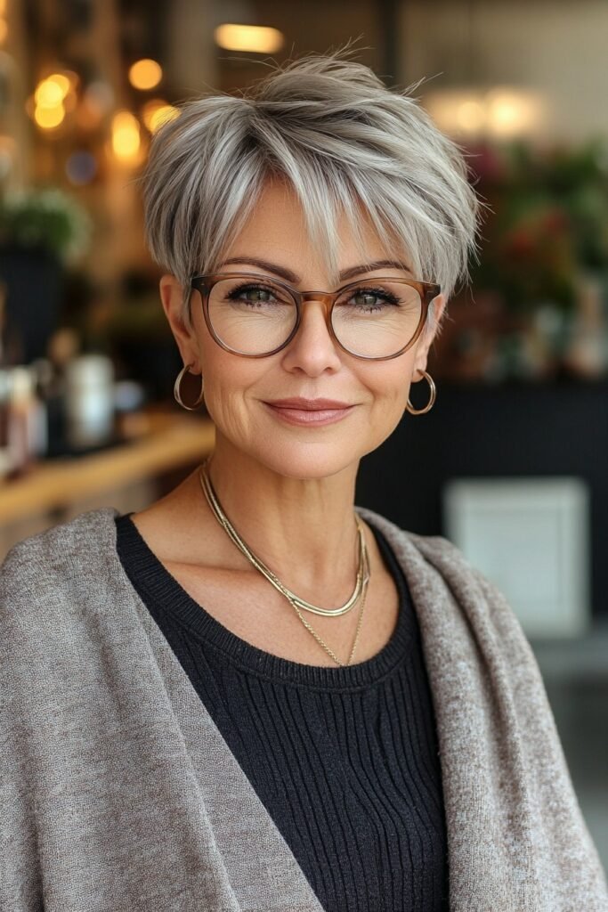 Textured Silver Pixie Cut
