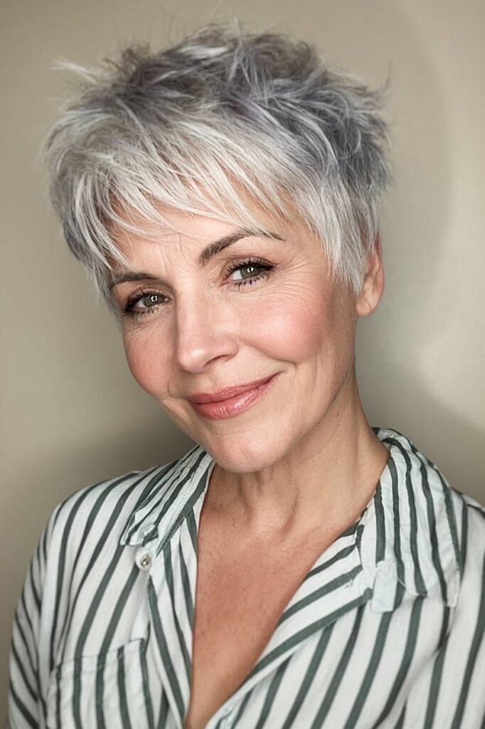 Textured Silver Pixie with Piecey Layers