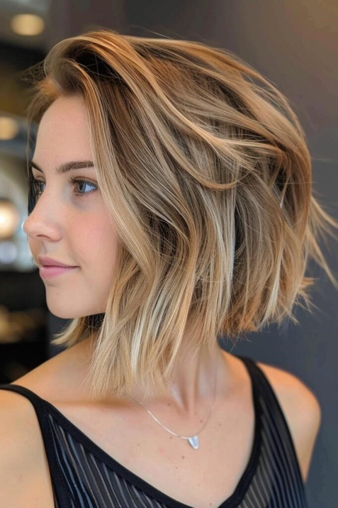Textured Wavy Blonde Bob