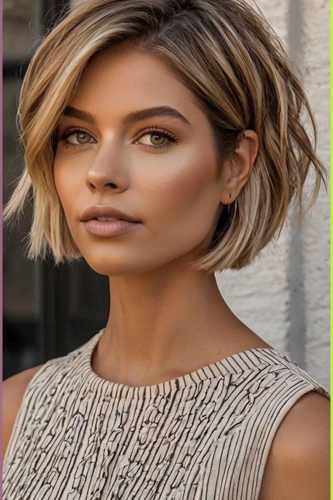 Textured Wavy Blonde Bob