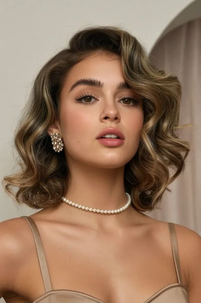 Textured Wavy Bob with Side Part