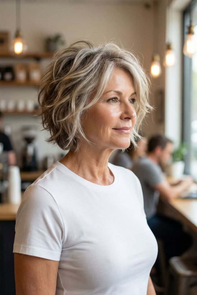 Textured Wavy Bob with Side-Swept Layers
