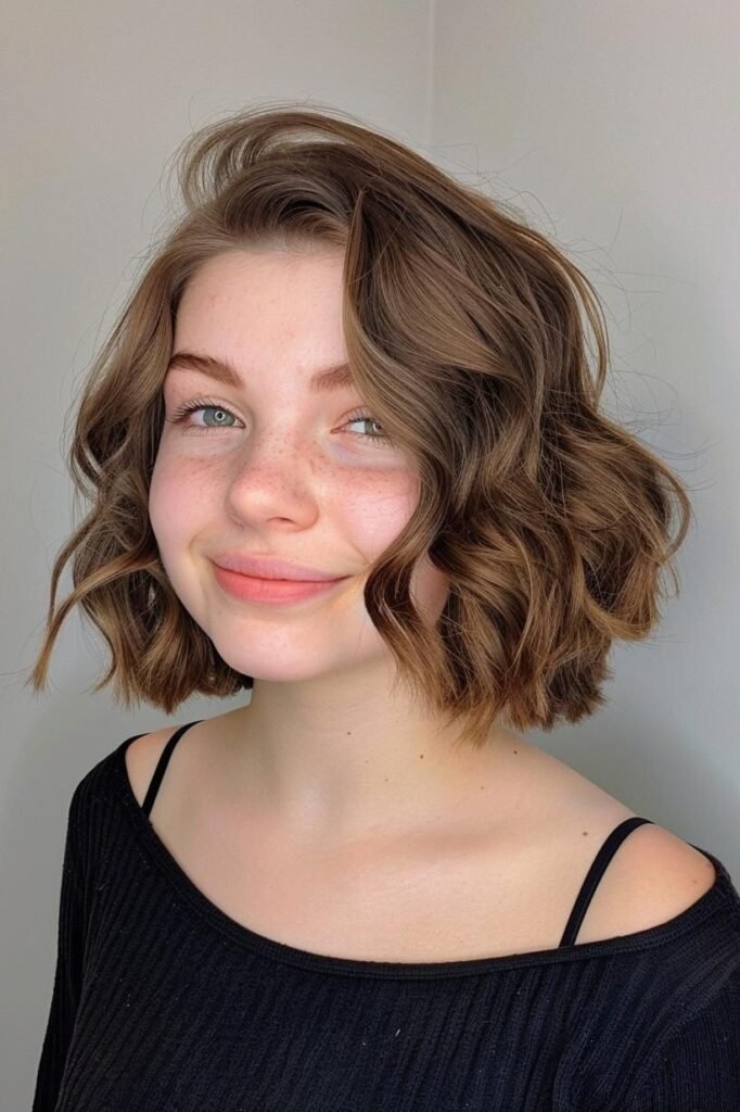Textured Wavy Brown Bob