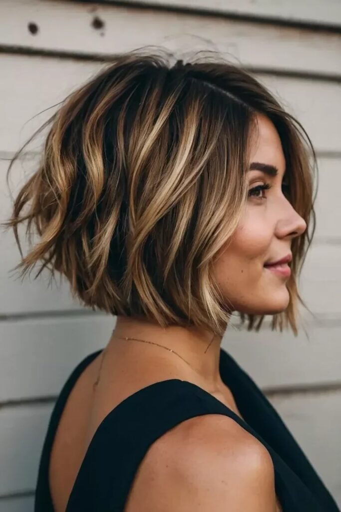 Tousled Blonde Bob with Dark Roots