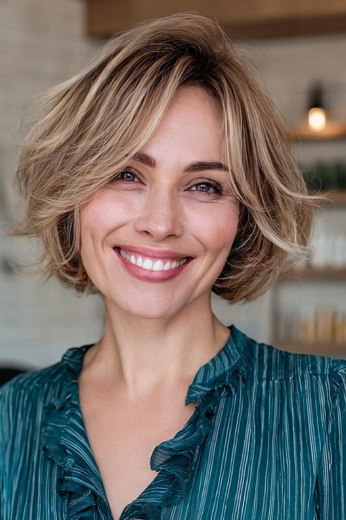 Tousled Layered Bob with Bangs