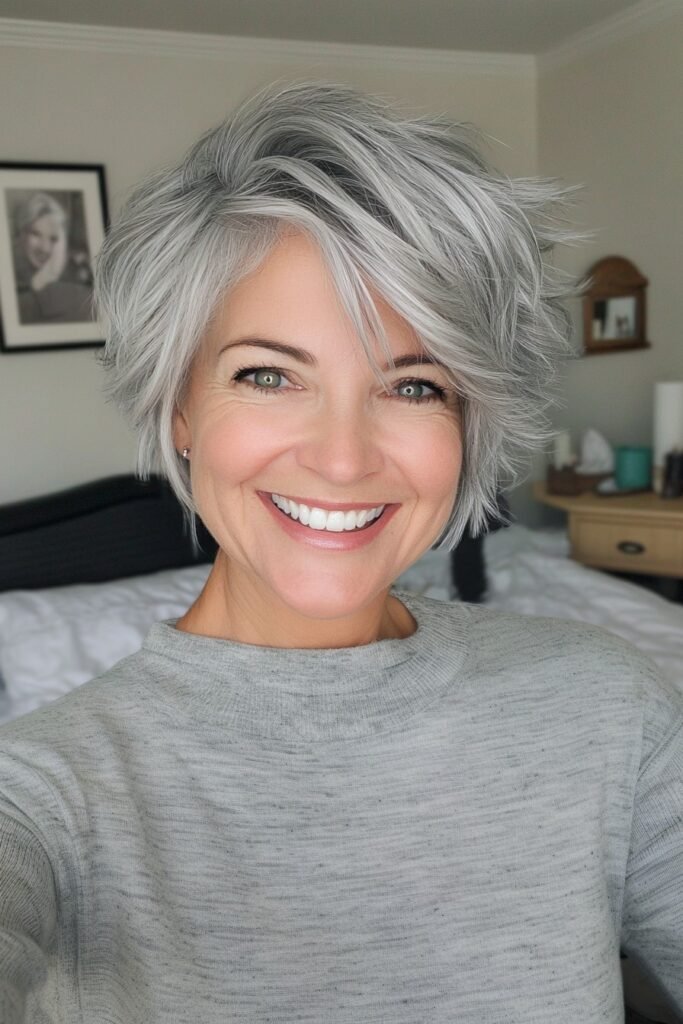 Tousled Layered Bob with Subtle Waves