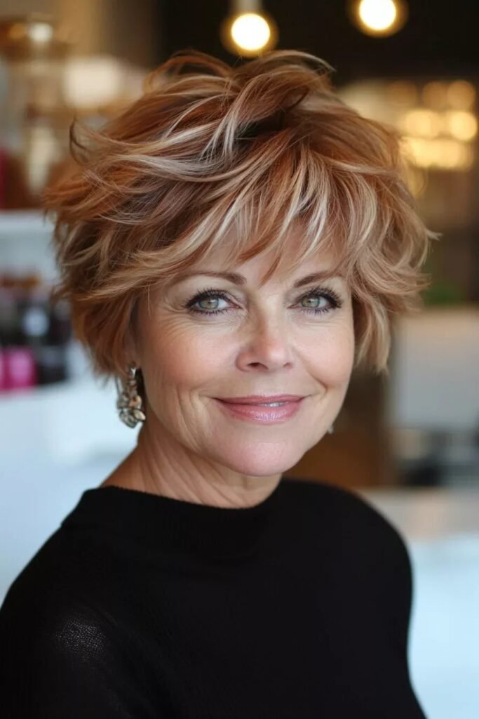 Tousled Layered Pixie Bob with Highlights