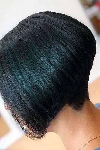Undercut Stacked Bob with Polished Finish