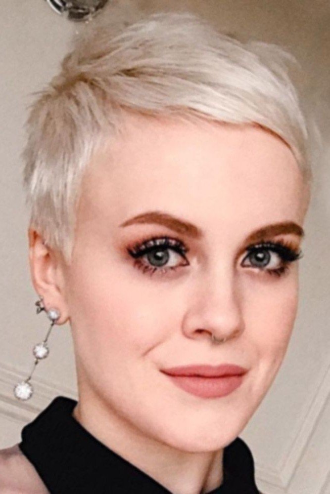 Very Short Platinum Blonde Buzz-Cut Pixie