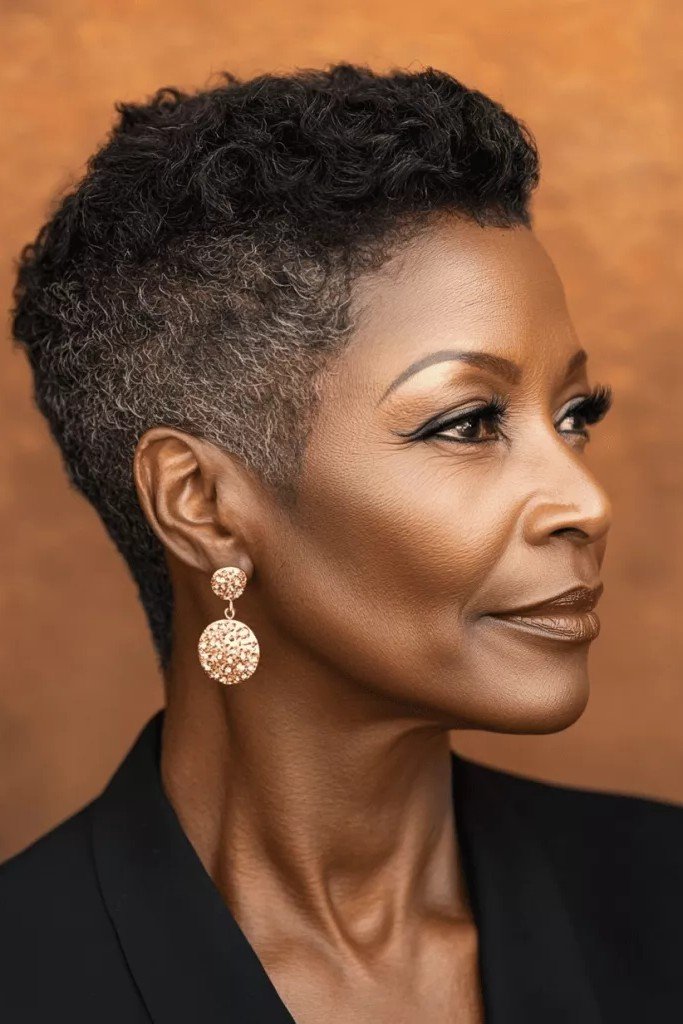 Very Short Tapered Fade with Natural Dark Curls