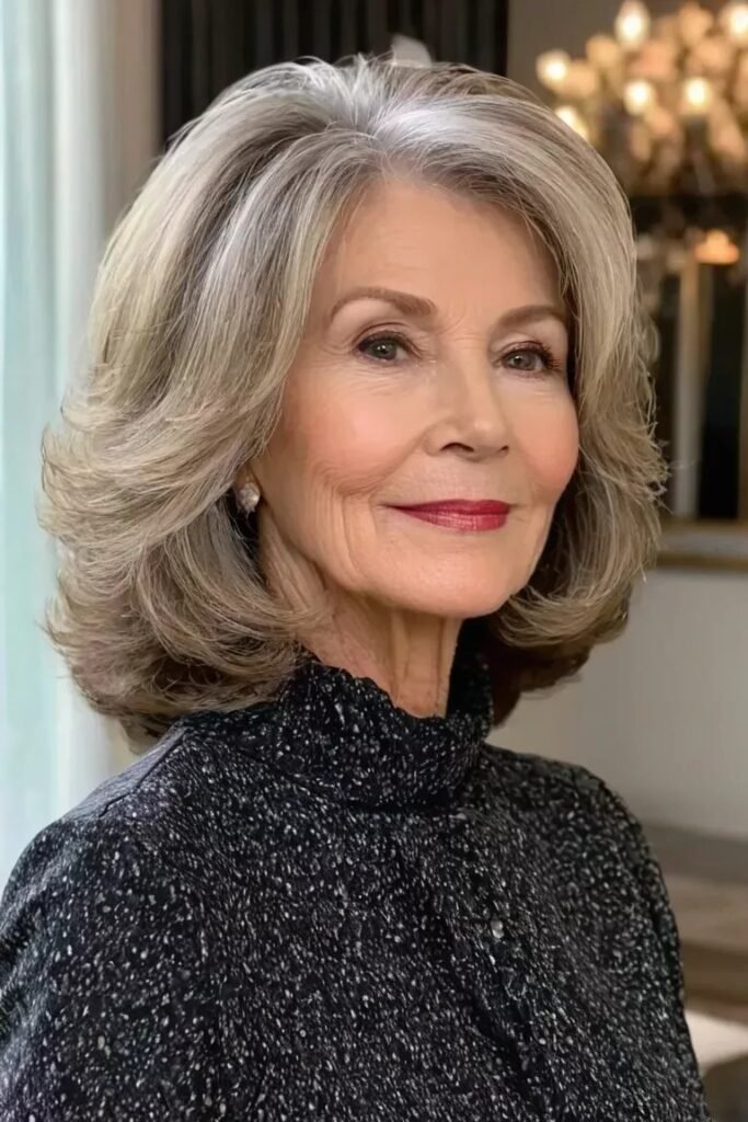 Voluminous Gray Bob with Soft Layers