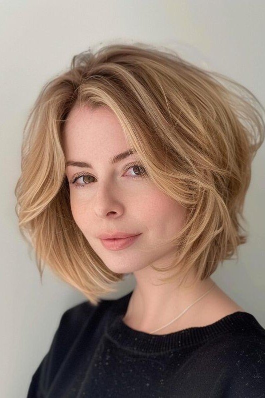 Voluminous Layered Blonde Bob