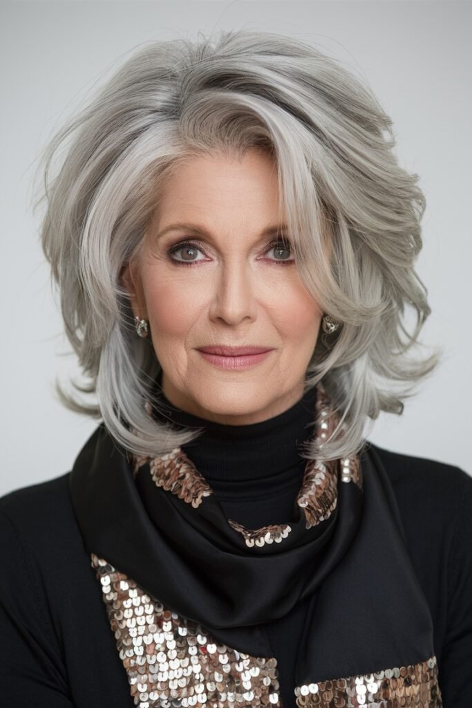 Voluminous Layered Bob with Side-Swept Bangs