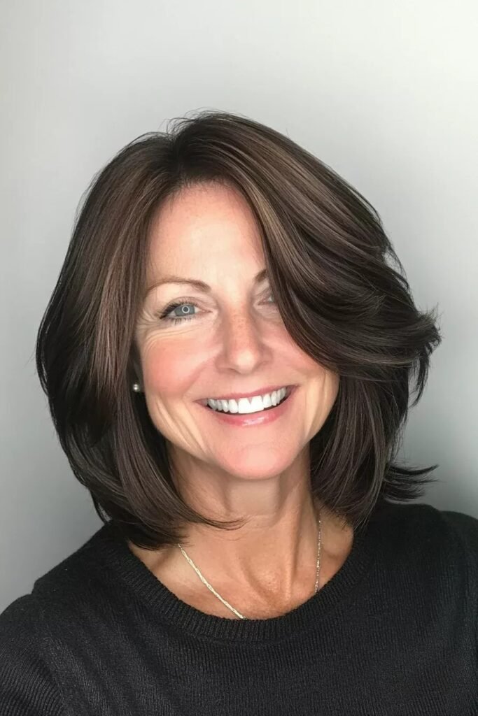 Voluminous Layered Bob with Side-Swept Bangs