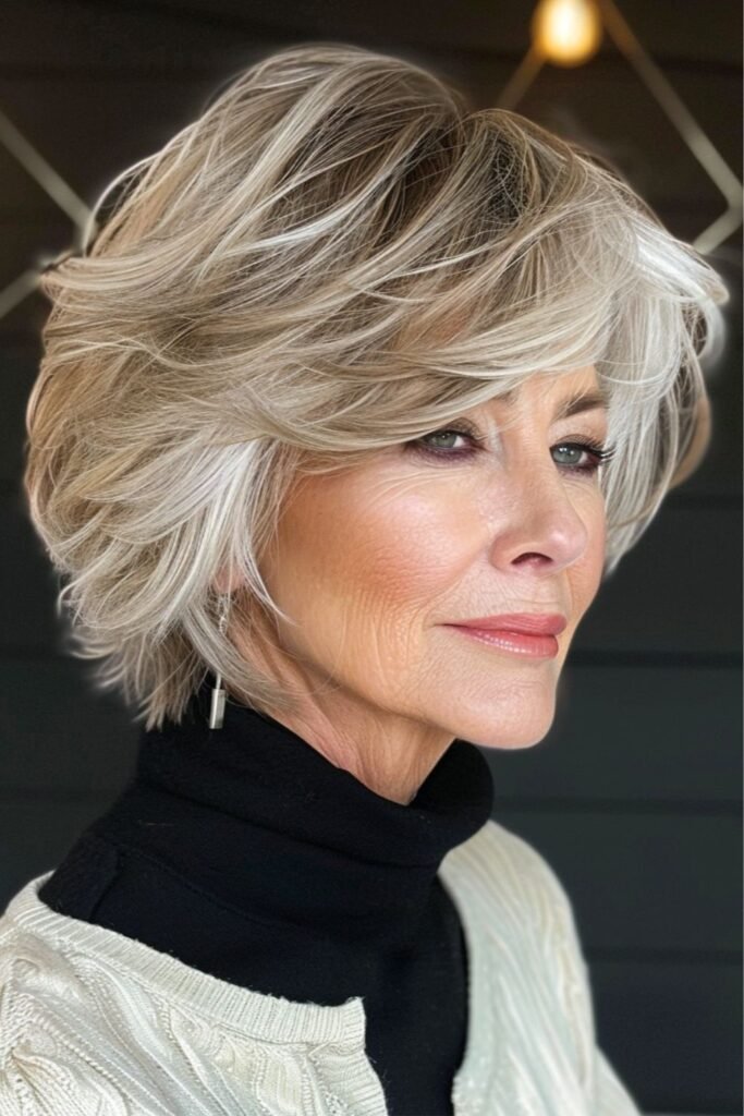 Voluminous Layered Bob with Side-Swept Texture