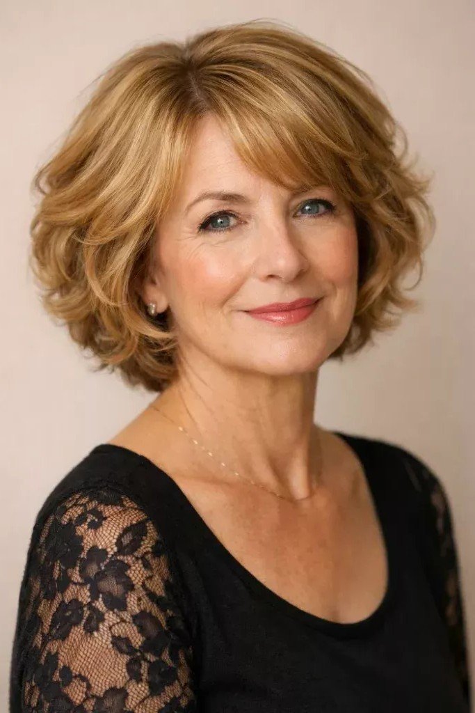 Voluminous Layered Bob with Soft Bangs
