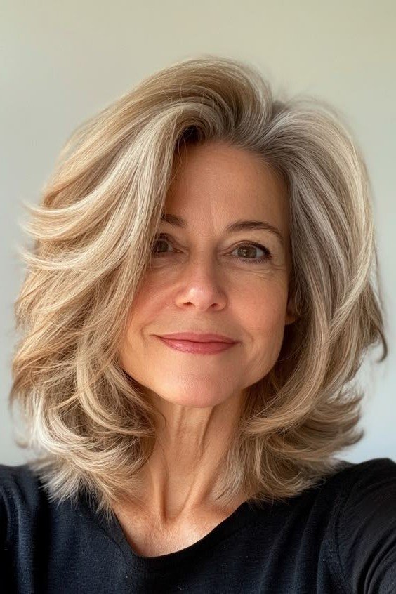 Voluminous Layered Bob with Soft Waves