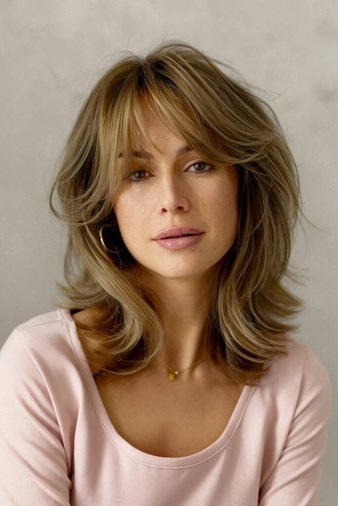 Voluminous Layered Cut with Curtain Bangs