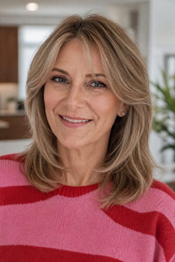 Voluminous Layered Lob with Soft Face-Framing Layers
