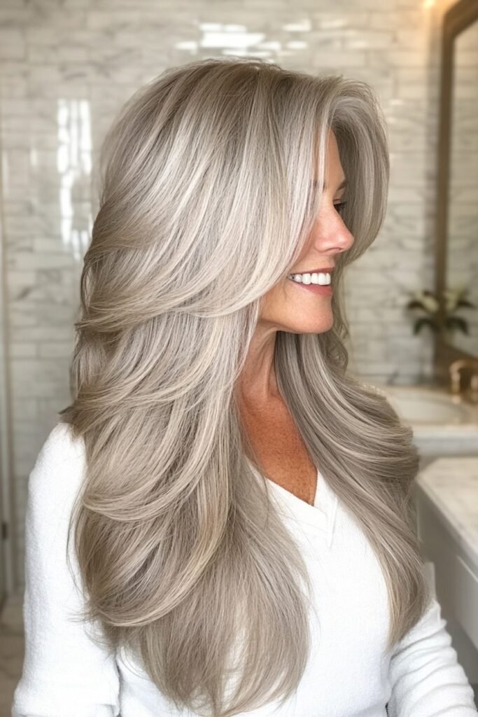 Voluminous Long Layers with Soft Face-Framing Pieces