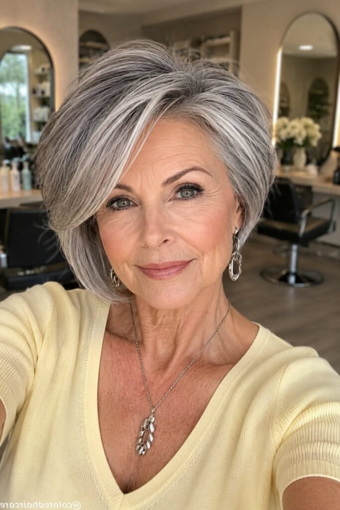 Voluminous Side-Parted Bob with Sleek Curves