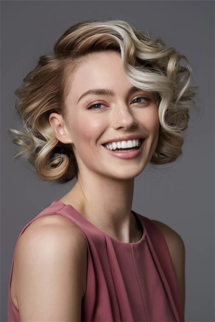 Voluminous Side-Parted Curly Bob