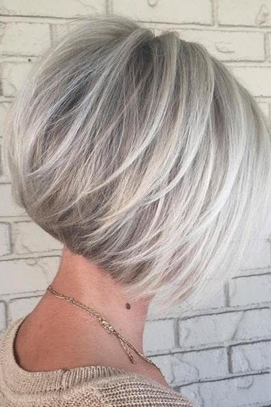 Voluminous Stacked Bob in Platinum Blonde