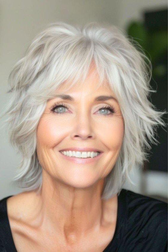 Voluminous Textured Bob with Wispy Layers