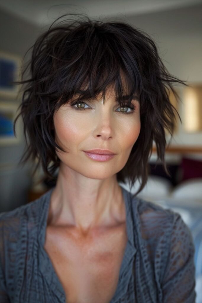 Voluminous Textured Dark Bob