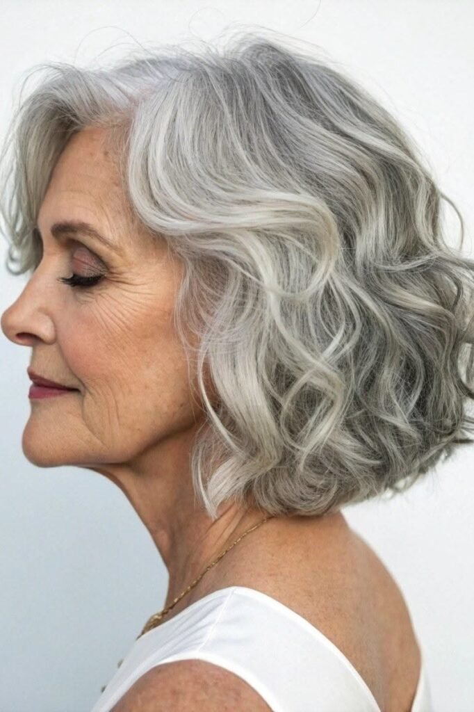 Voluminous Textured Gray Bob