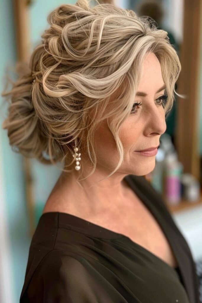 Voluminous Textured Updo with Soft Curls
