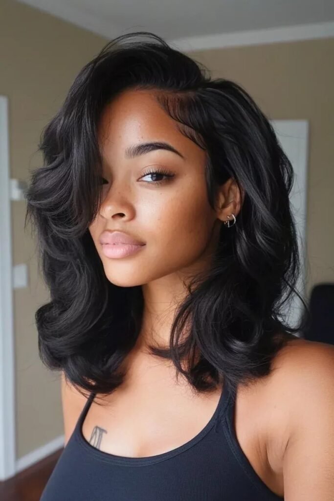 Voluminous Wavy Mid-Length Hair