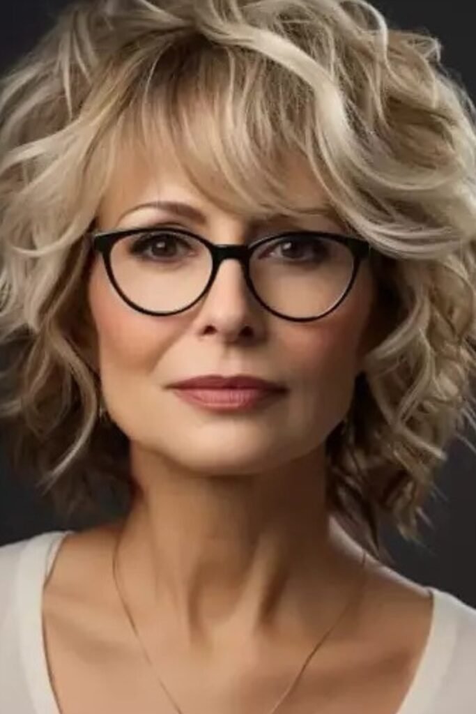 Wavy Blonde Shag Bob with Rounded Fringe