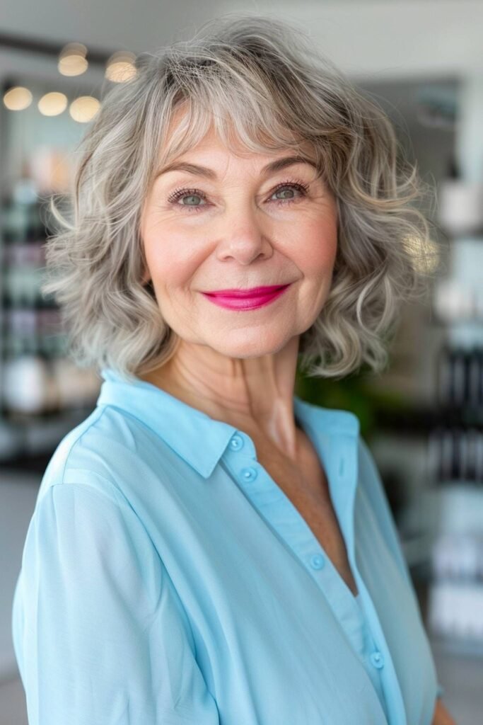 Wavy Bob with Layered Bangs