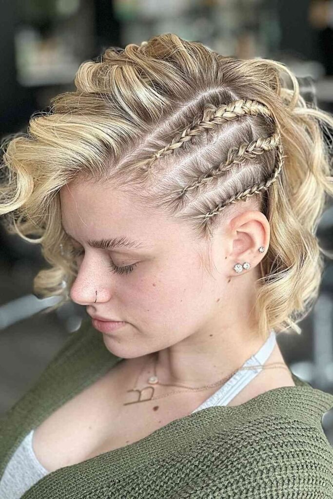 Wavy Bob with Side Cornrow Braids