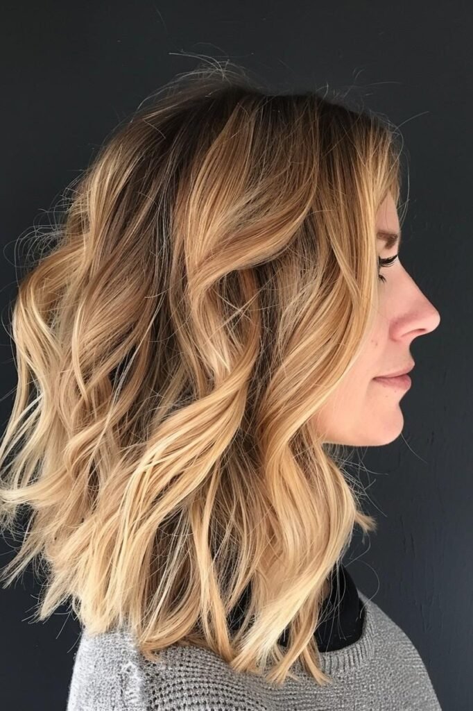 Wavy Caramel Balayage Bob