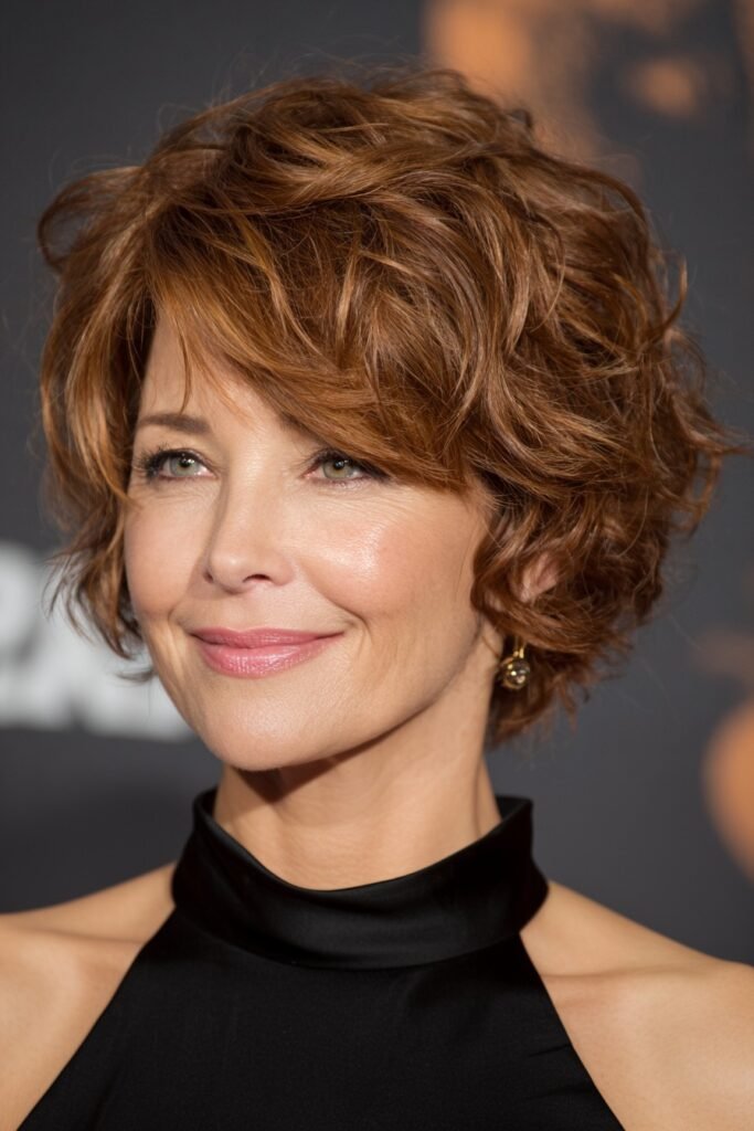 Wavy Copper Pixie Cut with Soft Texture