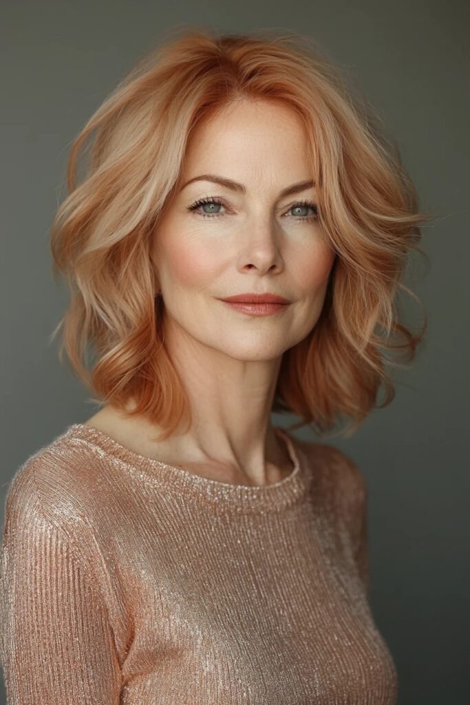 Wavy Layered Bob with Center Part
