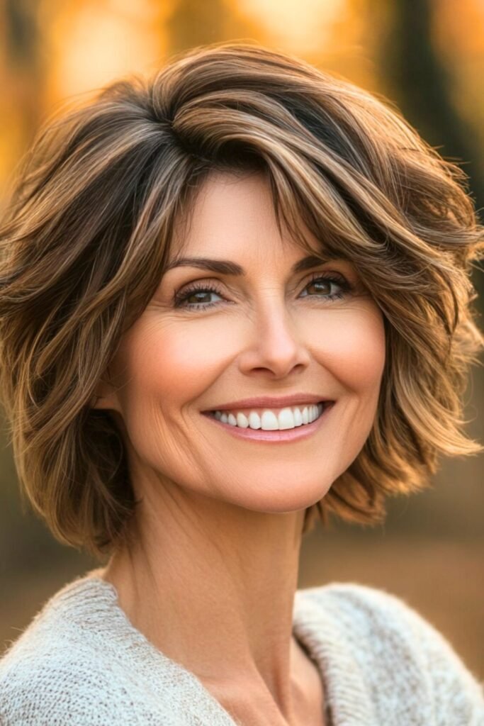 Wavy Layered Bob with Highlights