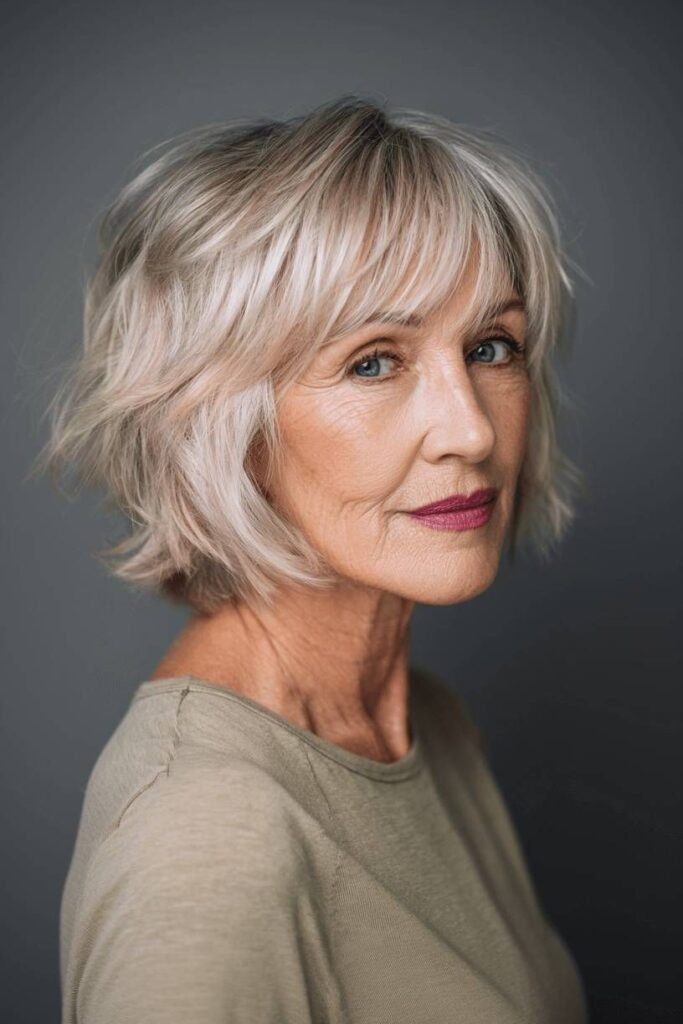 Wavy Layered Bob with Soft Bangs