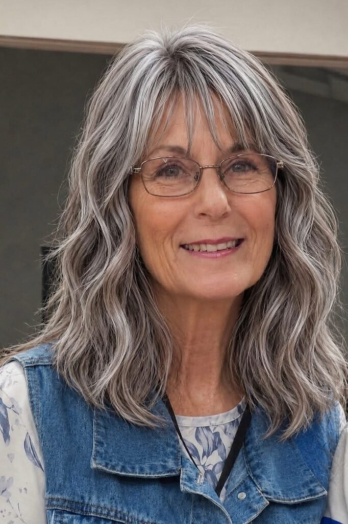 Wavy Mid-Length Cut with Textured Bangs