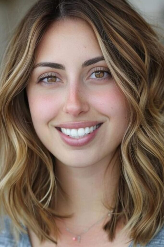 Wavy Shoulder-Length Cut with Dimensional Highlights